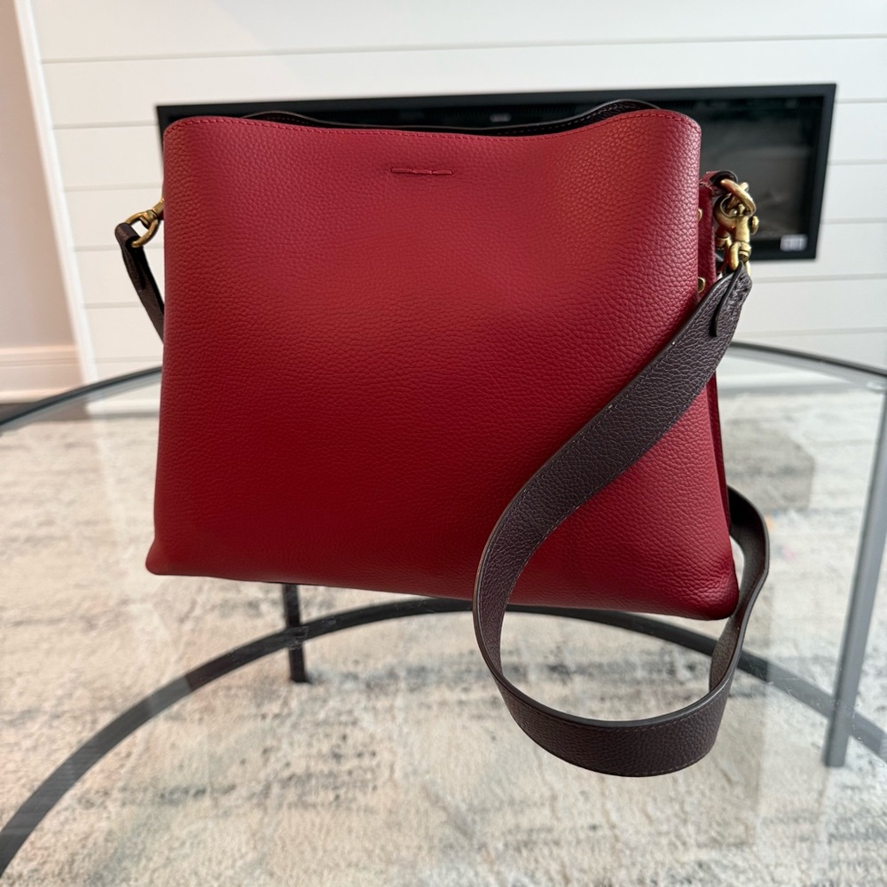 Coach Red Pebble Leather Shoulder Bag with Gold-Tone Hardware - Picture 3 of 10